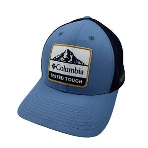 Columbia Tested Tough Trucker Hat Blue Mesh Back L/XL Mountain Patch Unisex